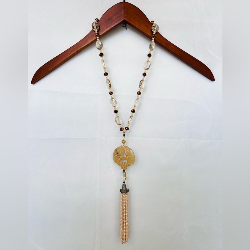 Ivory Beaded Opera Necklace